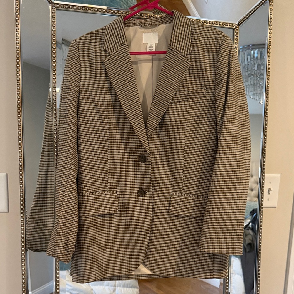 H&M Checked Blazer in Brown and Cream